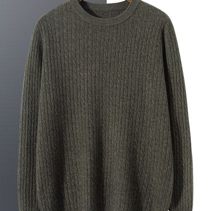 Wholesale Men's Solid Color Round Neck Warm Pullover Cashmere Sweater