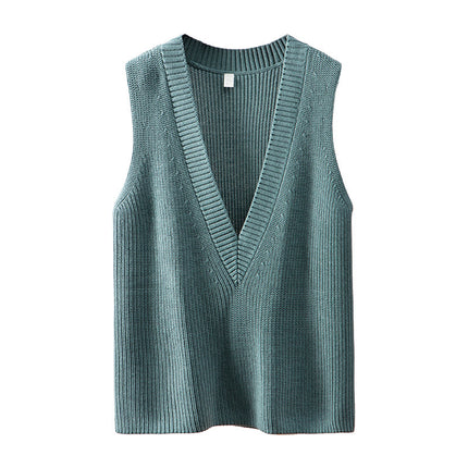 Wholesale Women's Spring Autumn Knitted Sleeveless Wool Vest Sweater