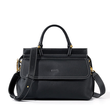 Ladies First Layer Cowhide Bag Genuine Leather Large Capacity Shoulder Briefcase