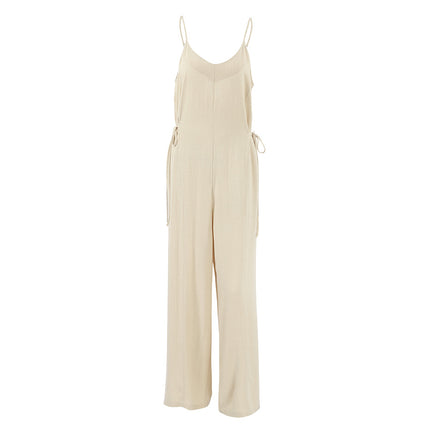 Wholesale French Summer Casual Sexy Suspender Backless Cotton Linen Jumpsuit for Women
