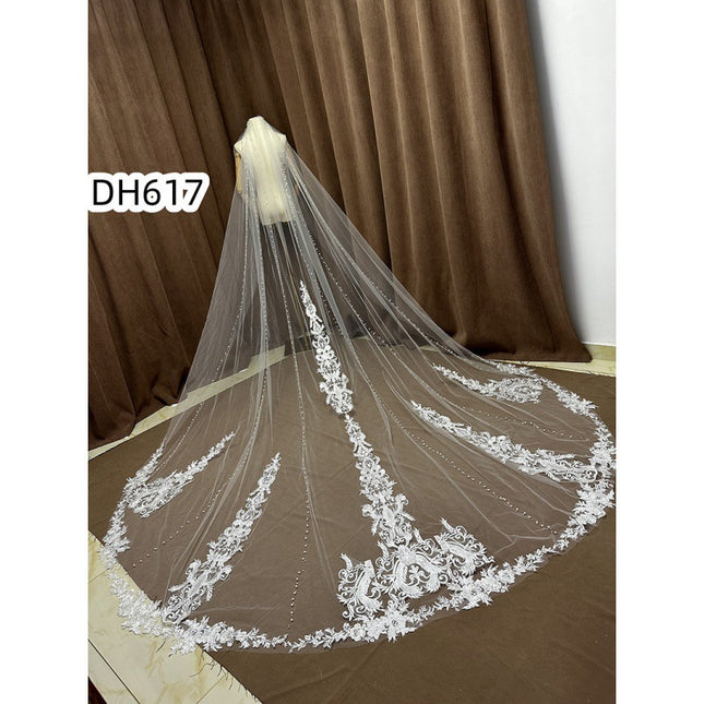 Bridal Trailing Lace Long Wedding Veil
