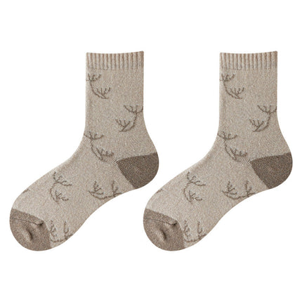 Wholesale Women's Fall Winter Wool Socks Cotton Khaki Bear Mid-calf Socks