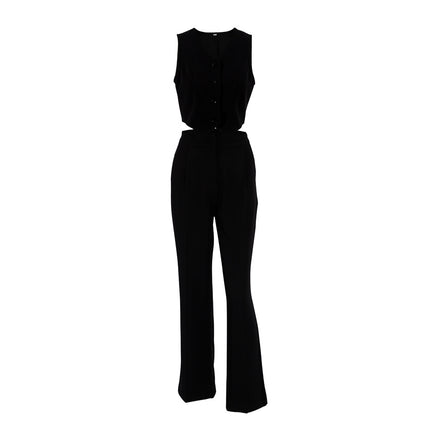 Wholesale Women's Summer Fashion Temperament Black Simple Vest Suit Two Piece Set