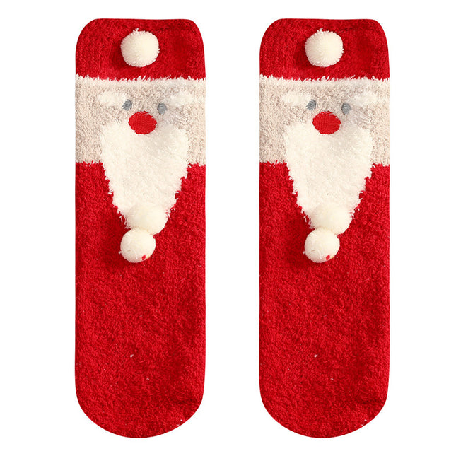 Women's Warm Christmas Sock Balls Coral Fleece Socks Christmas Gifts Floor Socks
