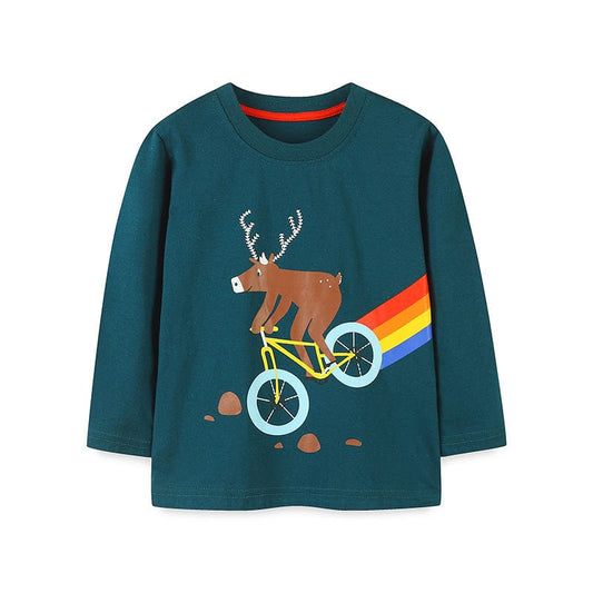 Wholeale Boys Spring Autumn Cartoon Print Long Sleeve T-Shirt Round Neck Pullover Top