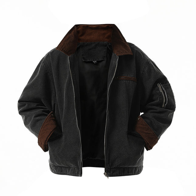 Wholesale Men's Winter Vintage High Quality Cotton Washed Loose Zipper Jackets