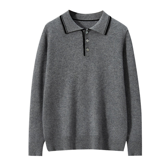 Wholesale Men's Autumn Winter Cashmere Loose Polo Collar Sweater