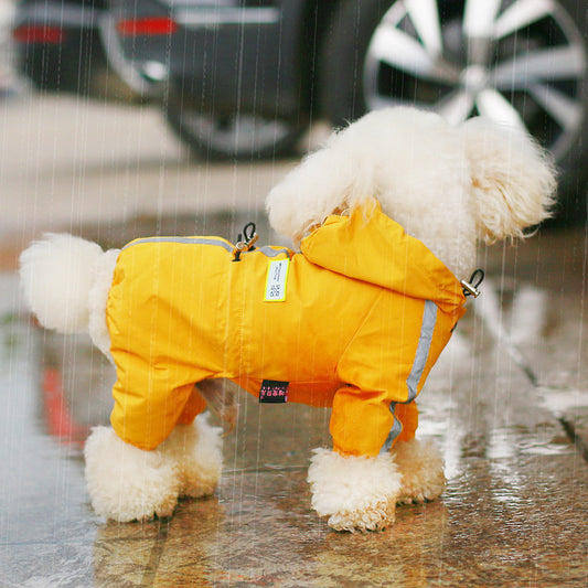 Puppy Reflective Pet Raincoat Four-legged Dog Outdoor Waterproof Casual Poncho