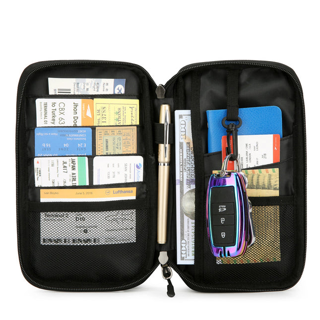 Portable Halter Neck Long Ticket Holder Wallet Storage Card Bag Passport Document Bag 