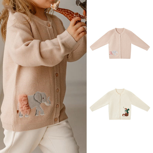 Wholesale Children's Autumn 3D Animal Embroidery Sweater Jacket