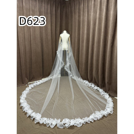 Bridal Trailing Lace Long Wedding Veil