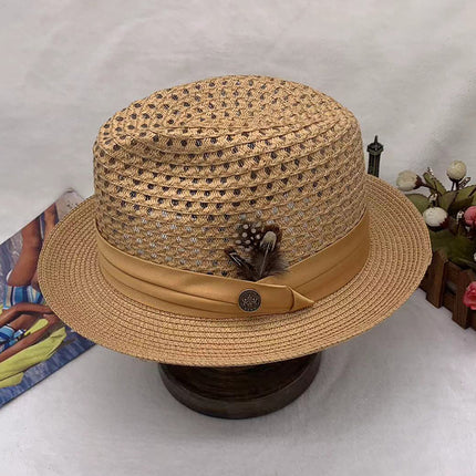 Wholesale Colorful Hat Outdoor Sun Protection Hat Feather Jazz Hat