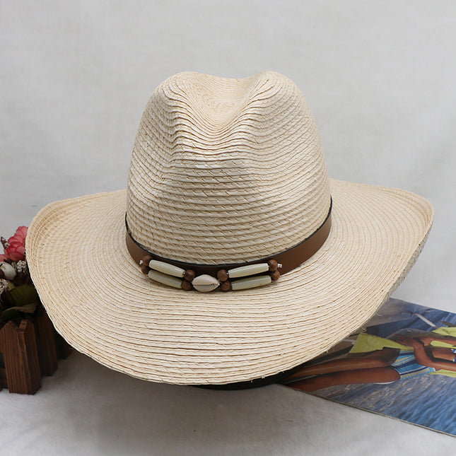 Wholesale Natural Straw Braid Travel Large Straw Hat Wide Cowboy Hat 