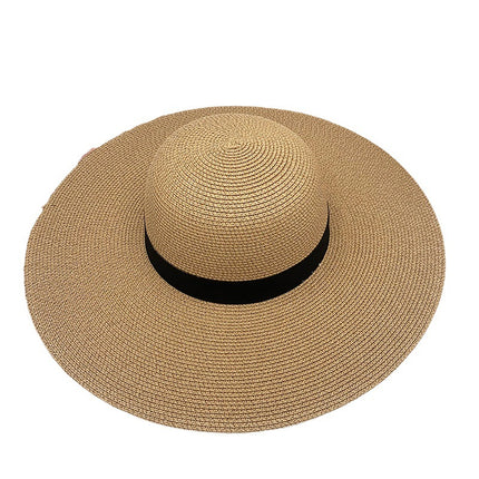 Women's Summer Beach Sun Protection Foldable Big Brim Sun Hat Straw Hat 