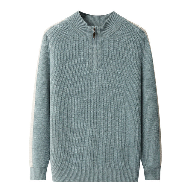 Wholesale Men's Winter Half Turtleneck Zipper Thickened Cashmere Sweater