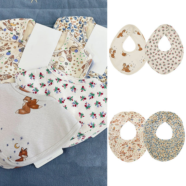 Wholesale  Newborn Baby Cotton  Rice Pouch Snap Button Bib 4-Pack