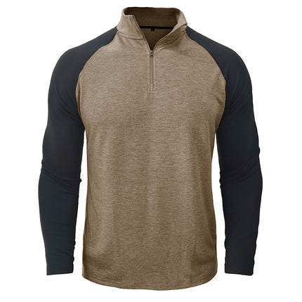Men's Pullover Stand Collar Long Sleeve Zip Turtleneck Sweatshirt