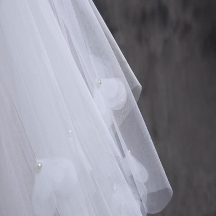 Bridal Wedding Dress Wedding Veil Long Trailing Petal Flower Veil