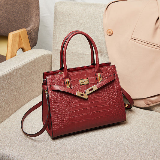 Middle-aged Women's Summer Fashion Large-capacity Leather Handbag 