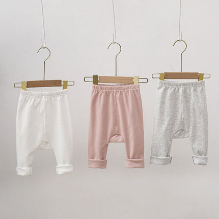 Infant Baby Solid Color Spring Casual Cotton Big PP Fleece Pants