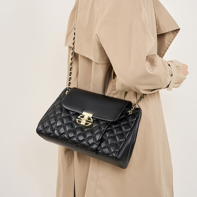 Women's Crossbody Bag Classic Premium Genuine Leather Shoulder Large Capacity Chain Bag 