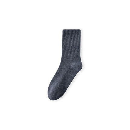 Men's Fall Winter Solid Color Antibacterial Deodorant Cotton Mid-calf Socks