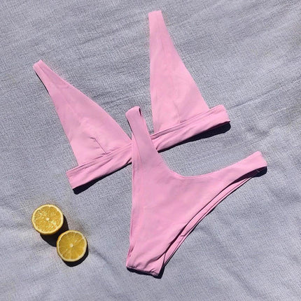 Wholesale Women's Sexy Push-up Solid Color Split Bikini Swimsuit