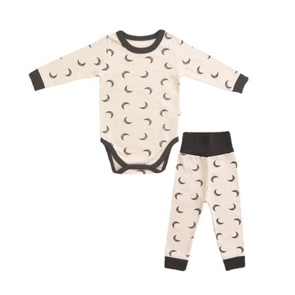 Newborn Baby Spring High Waist Cotton Pajamas Romper Pants Two-piece Set