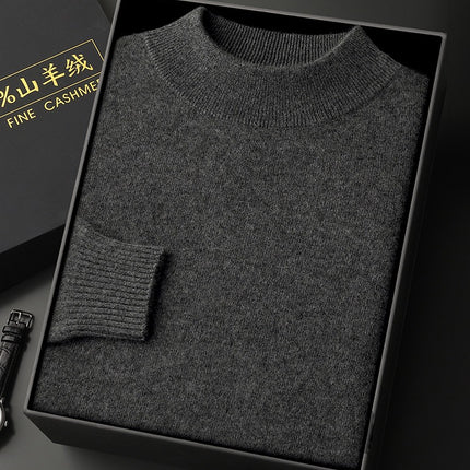 Wholesale Men's Thickened Warm Seamless Half Turtleneck Cashmere Sweater