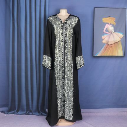 Wholesale Middle Eastern Muslim African Robe V-neck Iroing Rhinetone Dress