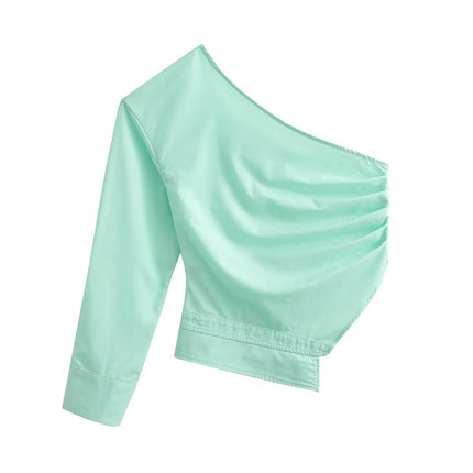 Wholesale Women's Spring Summer Asymmetrical One-shoulder Shirt