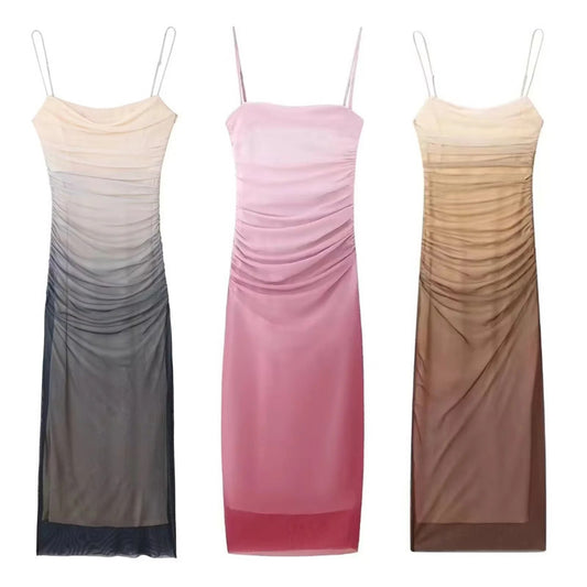 Wholesale Women's Summer Fashion Casual Vacation Silk Print Dress