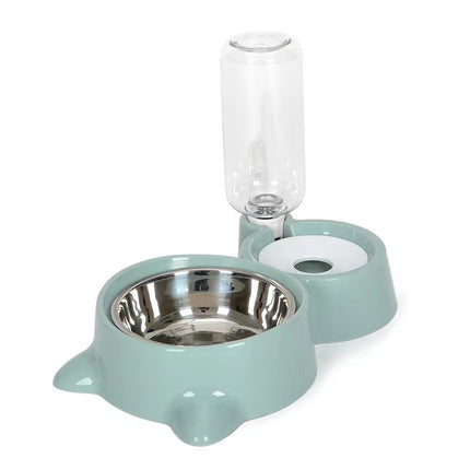 Pet Bowl Cat Bowl Double Bowl Automatic Drinking Bowl Dog Food Bowl Stainless Steel Dog Bowl