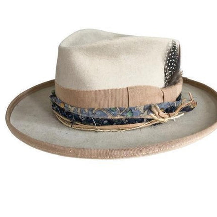 Wholesale Woolen Curly Jazz Hat Feather Big Brim Color Block Hat