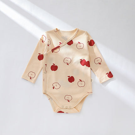 Infant Spring Long-sleeved Fart Side Open Cotton Newborn Baby Romper