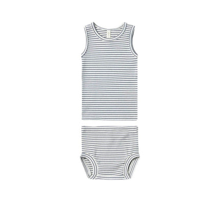 Wholesale Infant Summer Striped Cotton Vest Shorts Two-Piece Set