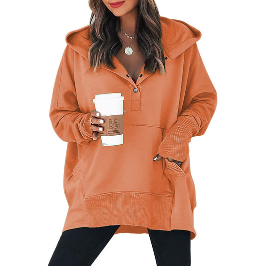 Wholesale Women's Autumn Winter Loose Casual Mid-Length Hooded Hoodies