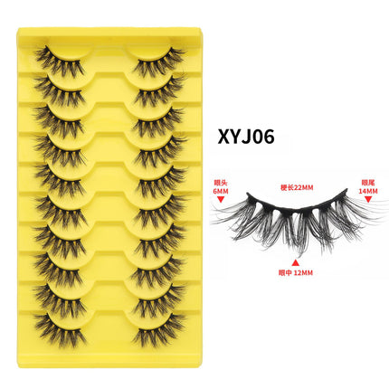 Wholesale A Box of 10 Pairs of 3D Small Half-eye Natural False Eyelashes