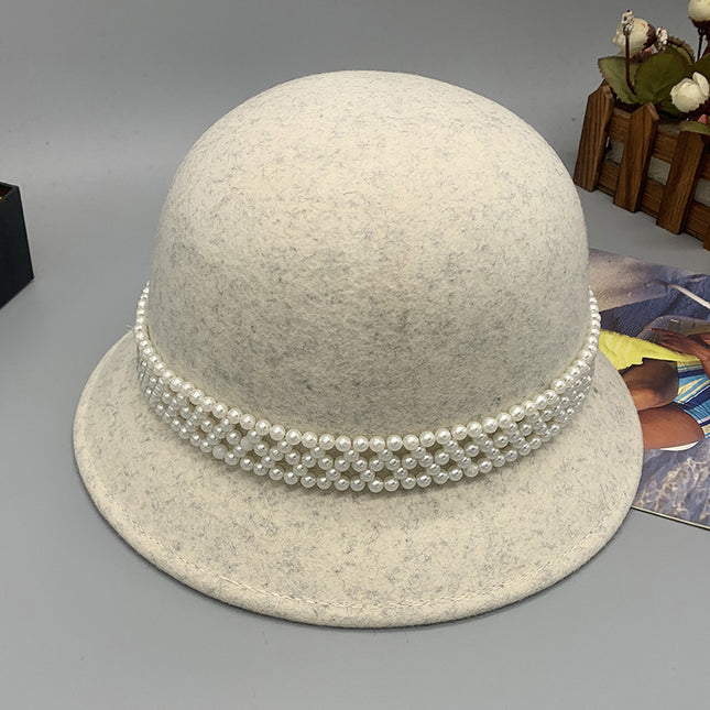 Wholesale Women's Winter Pearl Embellished Woolen Hat
