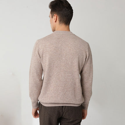Wholesale Men's Winter Diamond Jacquard Round Neck Cashmere Sweater