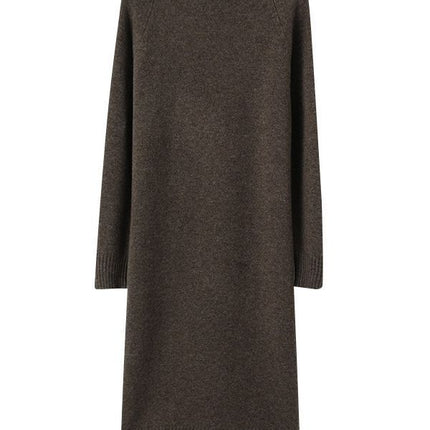 Wholesale Women's Fall Winter Loose Round Neck Long Wool Sweater Dress