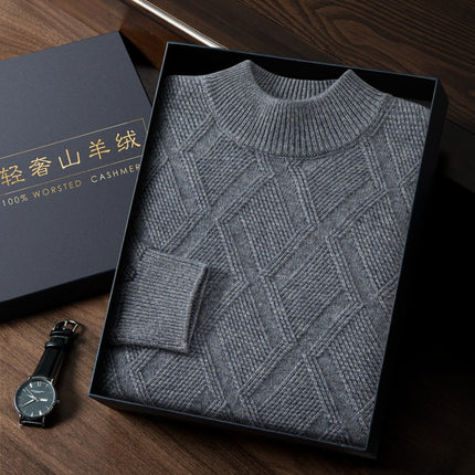 Wholesale Men's Half Turtle Collar Thick Pullover Cashmere Sweater