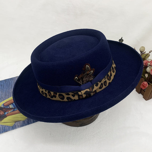 Wholesale Men's Autumn and Winter Woolen Rivets Fashionable Edge Jazz Hat 