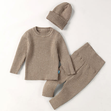 Wholesale Baby Three-piece Set Baby Sweater Set Bottom Infant Knitted Autumn Winter Warm Sweater