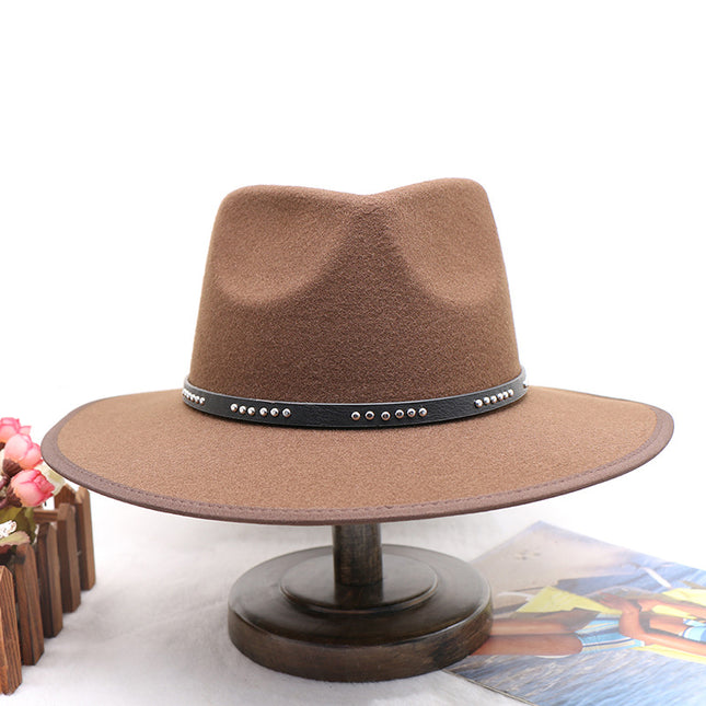 Wholesale French British Style Felt Flat Brim Jazz Hat Woolen Hat 