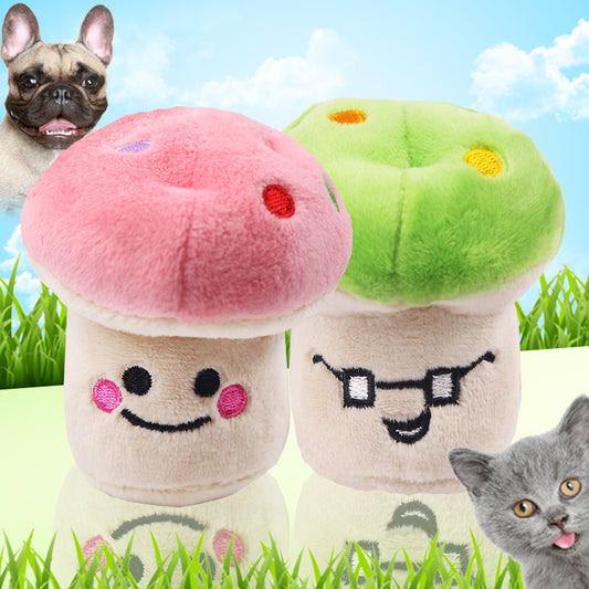Wholesale Pink Mushroom Green Mushroom Plush Sound Pet Dog Cat Toy