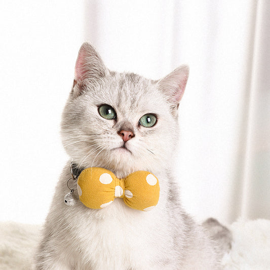 Wholesale Cat Collar Handmade Cute Cat Collar Polka Dot Dog Bow Pet Collar 