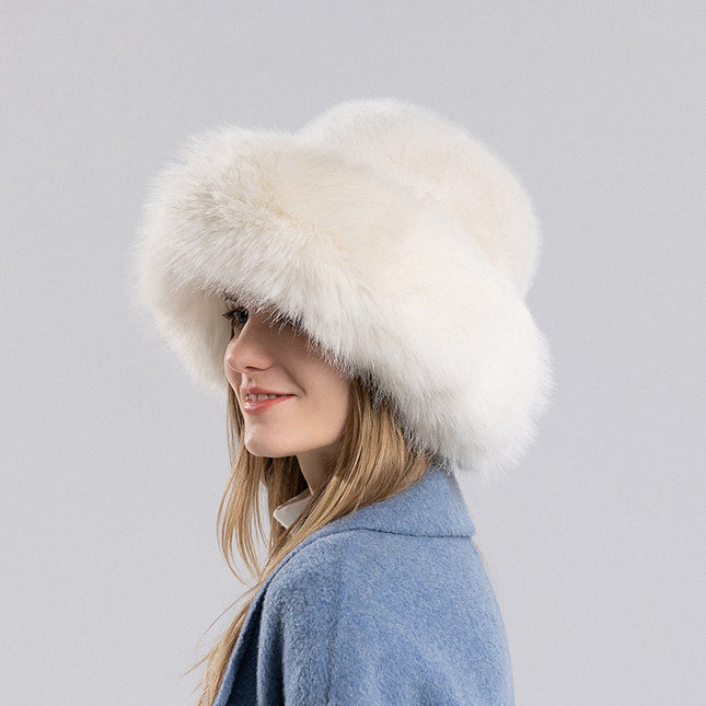 Women's Winter Plush Warm Basin Hat Outdoor Thickened Mongolian Hat Fisherman Hat