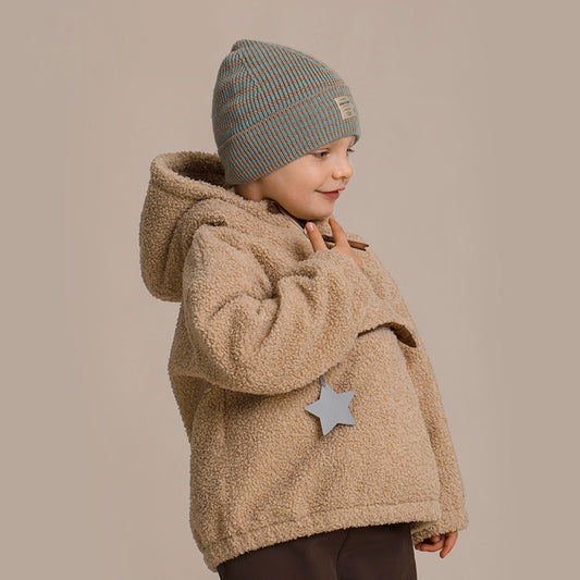 Wholesale Infant Toddler Autumn Composite Velvet Hooded Warm Jacket