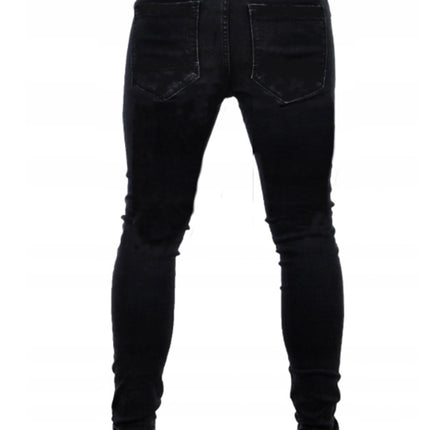 Wholesale Men's Trendy Black Ripped High-waisted Jeans